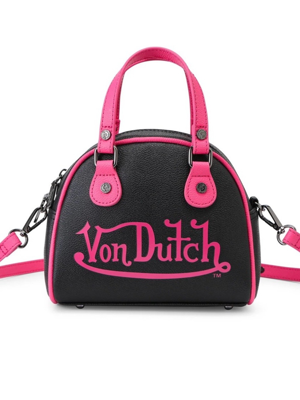 VON DUTCH  BOWLING BAGS
BLACK & HOT PINK TWO-TONE BOWLING BAG NWT